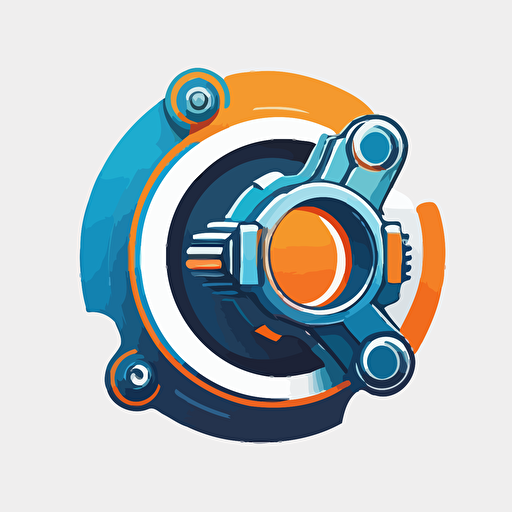 a modern futuristic minimal vector logo design from a pressure valve, orange blue with white background