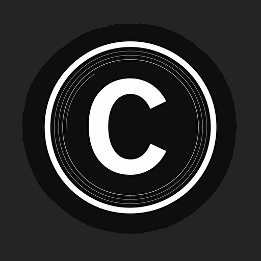 clean, minimalist, midcentury font, black and white, flat, vector lettermark for CC