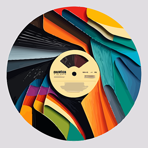 vinyl record music culture by Milton Glaser, 2d vector art, flat colors
