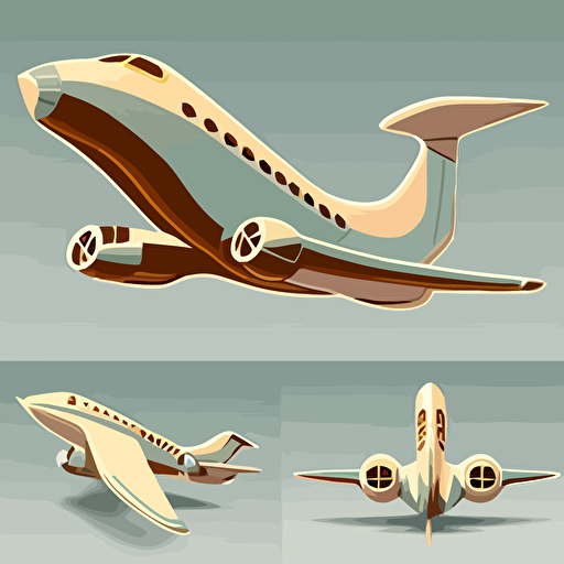 airplane, multiple angles, vector, cartoon