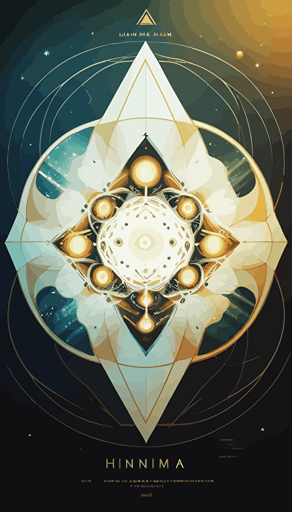 A poster, with univers in the background, tumblr, purism, magical sigils, near future, anima, limited edition, cd cover artwork, prism, time and space, geometric, astrology, minimalism, vector art, 2d,