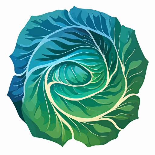a small stylized vector logo shaped like a cabbage, must be green and blue