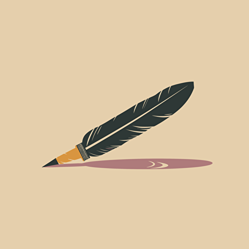 flat minimalist vector illustration of an old quill fountain pen