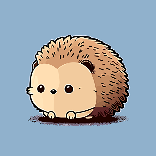 cute hedgehog with sad facial expression kawaii style, vector, simple, high-quality