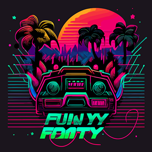 fun party vector synth wave