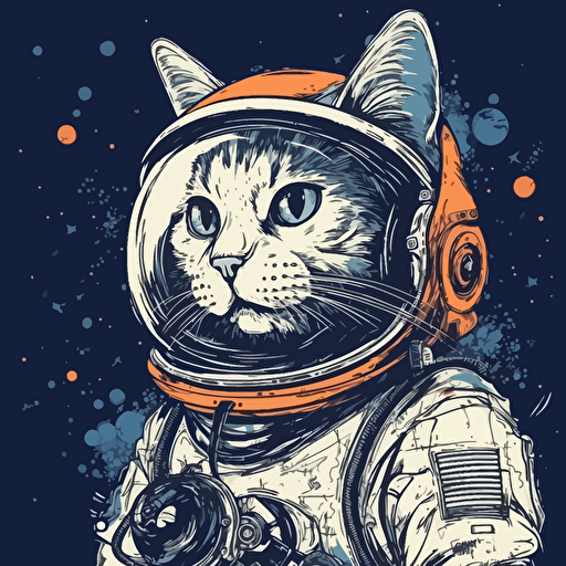 Astronaut cat, comic book style, vector art,