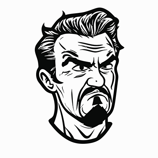 a frustrated 40-year-old man, black and white vector twitch emote style