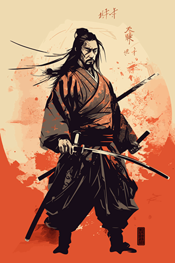vector art Japanese samurai