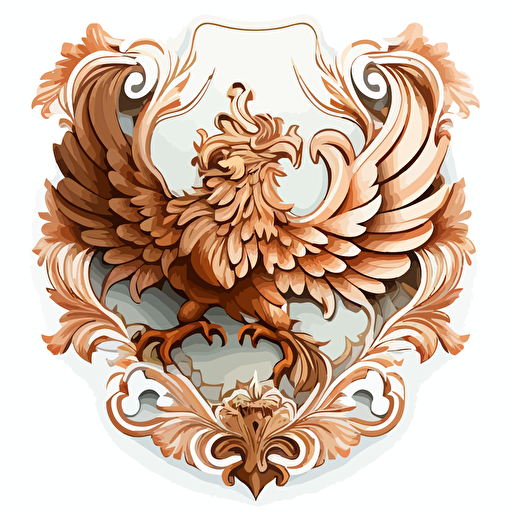 sticker of a sleepy phoenix coat of arms, highly detailed, vector art, defined sticker cutout, plain white background, 32k