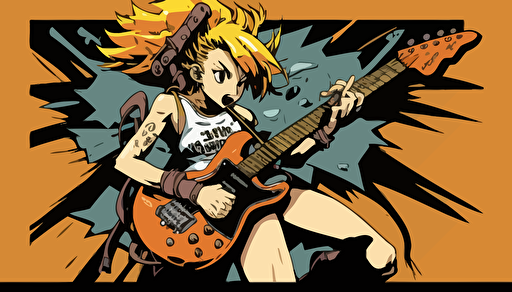 guitar,bass guitar,anime style,comic,vector,
