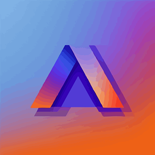 flat vector logo of AI， blue purple orange gradient， simple minimal， by Ivan Chermayeff