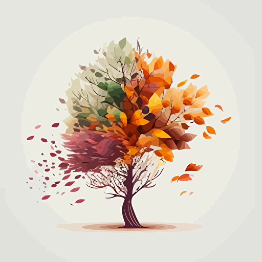 autumn vector style tree, transparent background