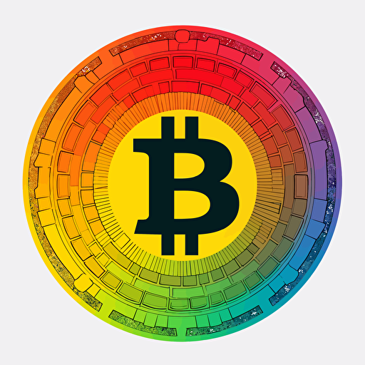 simple btc image, using only maximum of 9 colours, must include btc logo colour, vector art