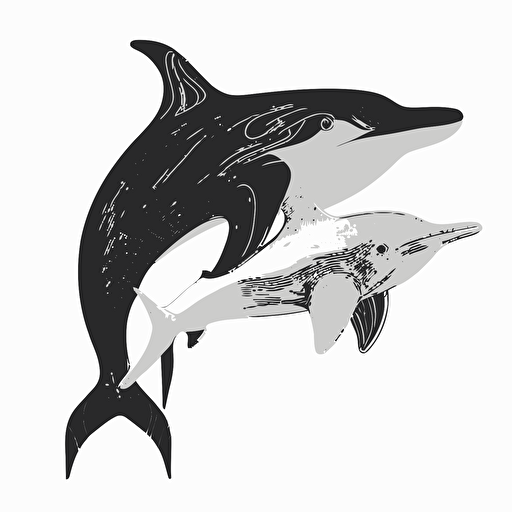 combine a pterodactyl and a dolphin. vector. black and white. detailed. style of paul rand.