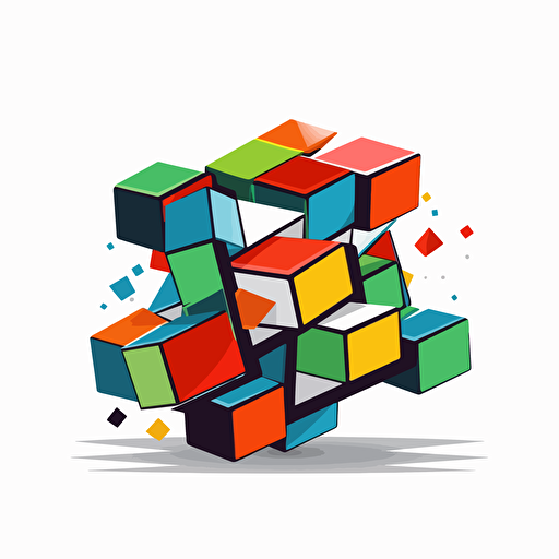 Rubick cube, concept, vector art, white background