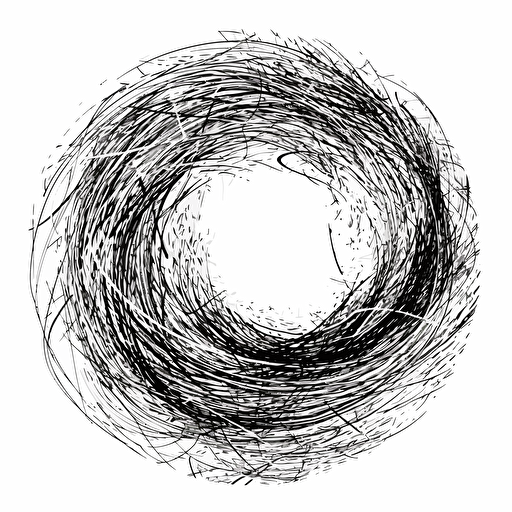 complex scribble in the shape of a circle, flat vector, white background