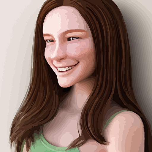 render april cute 3d young woman long shiny bronze brown hair round face green eyes medium skin tone light cute freckles light blush smiling softly wearing casual clothing interior lighting cozy living room background medium shot mid shot hyperdetailed hyperreal trending artstation unreal engine 8k