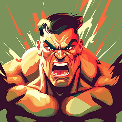 muscle man ,vector style,angry