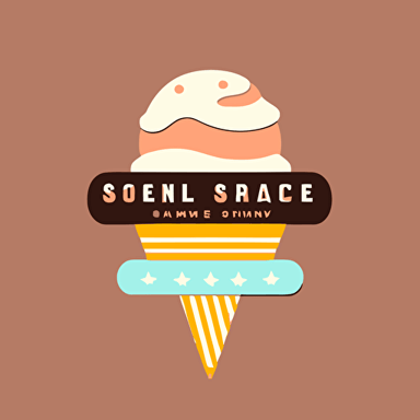 simple ice cream logo in a sci-fi font, wes anderson style, sci-fi corporate logo vector