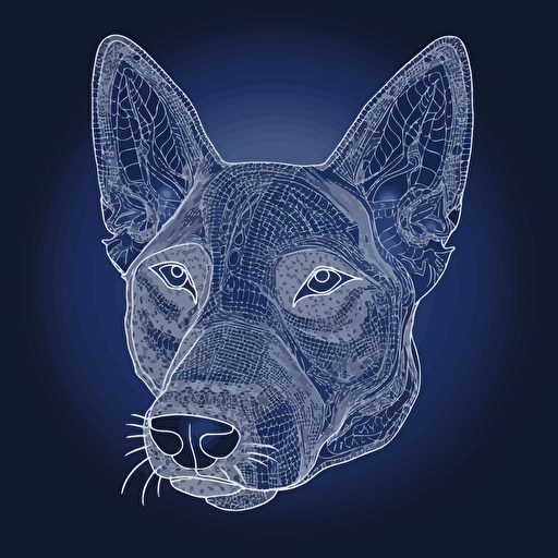 alex grey concept vector stencil of a blue heeler , black and white,