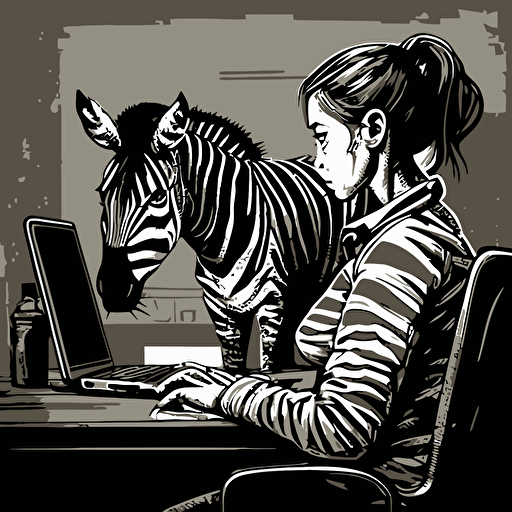 zebra working girl vector