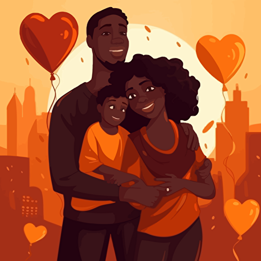 vector illustration of extremely beautiful black couple celebrating black love, with son