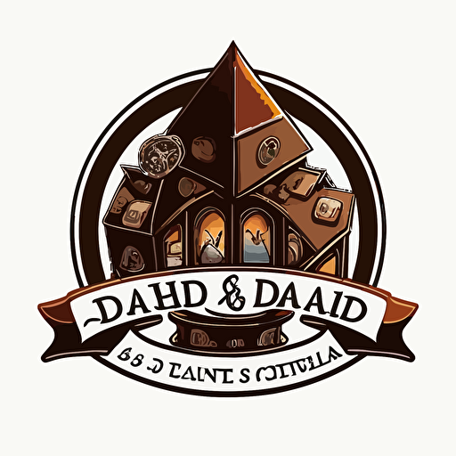 logo of a shop selling d&d stuff and other tabletop games, vector drawing, plain white background