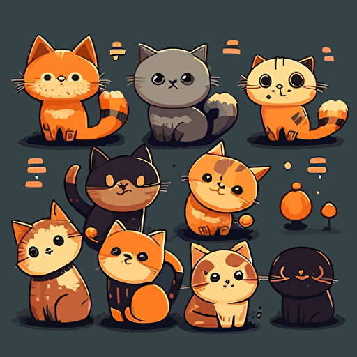 cute cartoon style animals, a cat, vector, illustration
