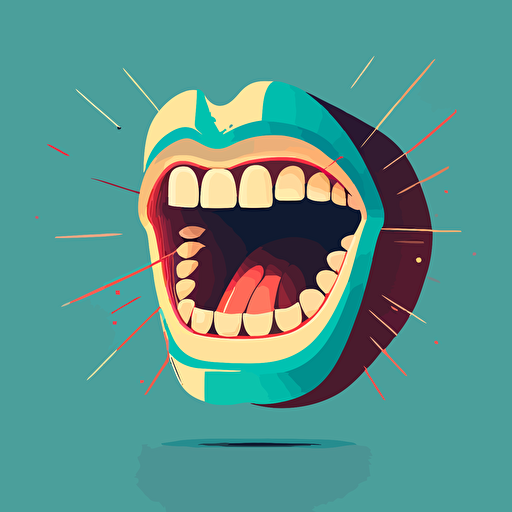 flat vector illustration of open mouth with teeth
