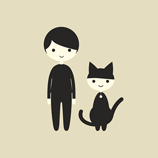 boy and girl,pictograms,cute,minimalist, vector,cat