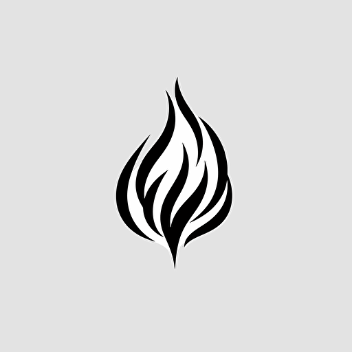 minimal simple flame icon, vector, linework handdrawn, black and white