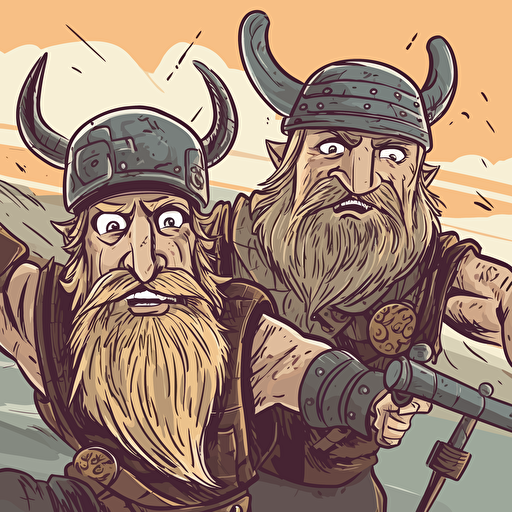 gopro selfie of vikings in battle, vector
