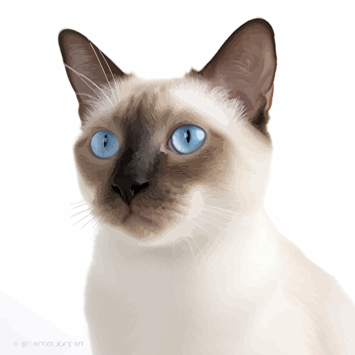White background,Siamese::2, cat::3, head, big eyes, vector of a cute happy , smile,