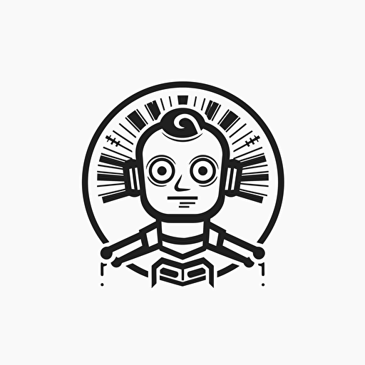 robotics logo design. vector, black and white