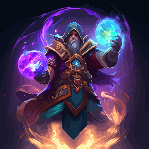 cosmic mage,league of legend style, closed, hand painted, vectorial, design avatar for a game