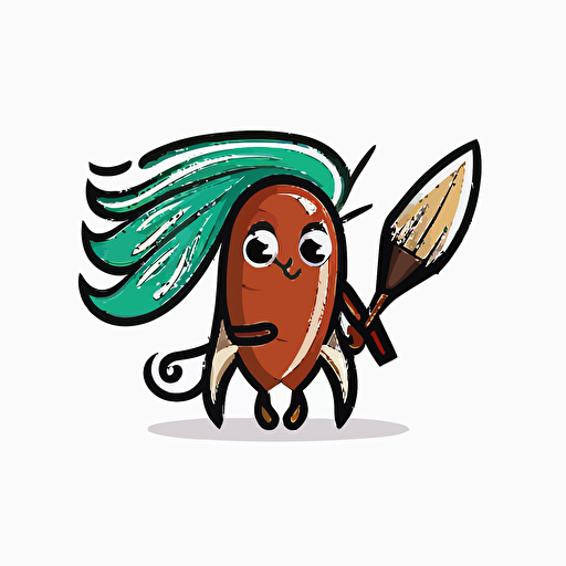 a mascot logo of a squid holding a feather quill, simple, vector
