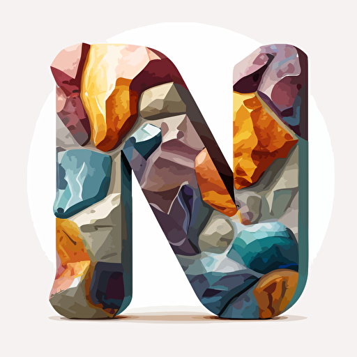 The letter M made from metamorphic rocks, colorful vector