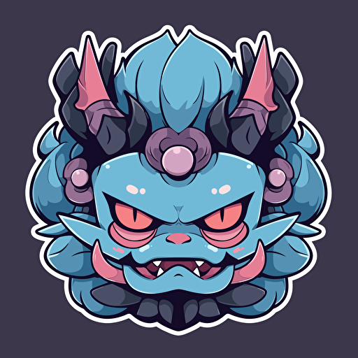 Yōkai, monster, oni, symmetrical, sticker, simple, cute, kawaii, vibrant color, vector, Chibi anime style — ar square