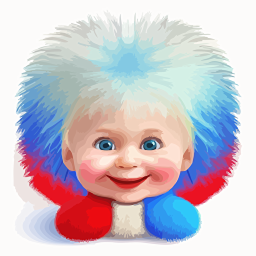 A gorgeus baby fur republican, smiling, ukranian colors, white background, vector art , pixar style