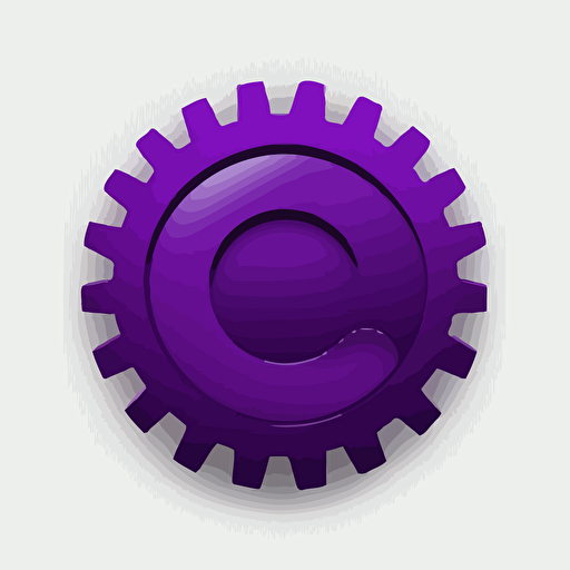 simple icon, technology gear, white background, single color, purple, vector, no shadows
