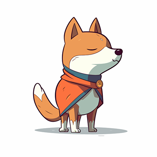 2/3 left side profile shot standing, cartoon anime 2d, Shiba Inu super man, gummy colors, Vector illustration, white background