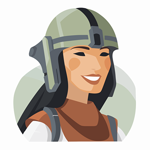 A beautiful female stormtrooper, goofy looking, smiling, minimalistic, flat light, white background, vector art , pixar style
