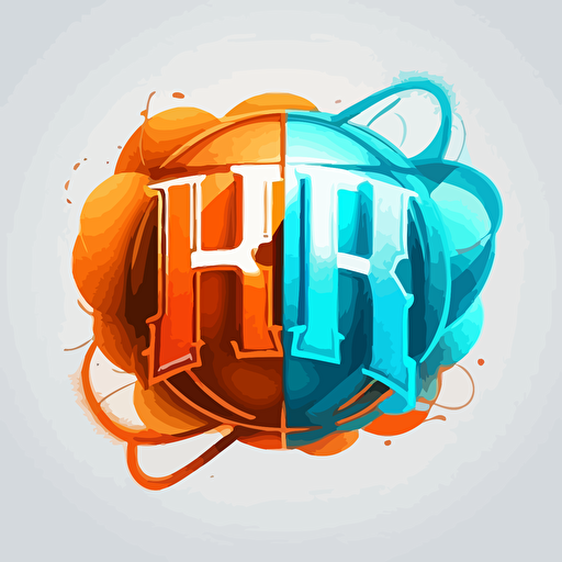 create a logo with the letters H&B in the middle of two basketballs. One basketball is orange and symbolize sports. The other basketball light blue. Vector style**