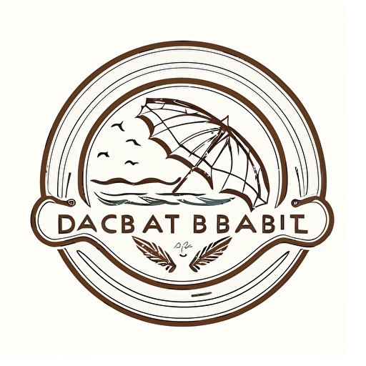 logo for beach bar company named " DREAM COAST " target audience engaged kite surfers 20s and 30s, white background, logo style, flat vector, simple, modern, outline