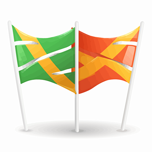 web page logo two plain flags crossed vector style white background