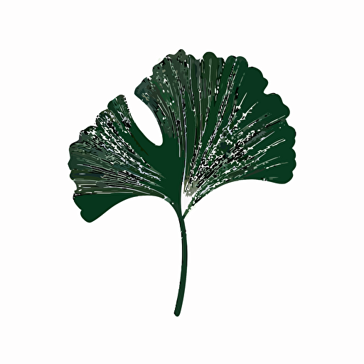 very minimalist dark green ginkgo leaf, mono-color, vector logo to be used as s logo for Instagram account, no surface structure, white background, no text