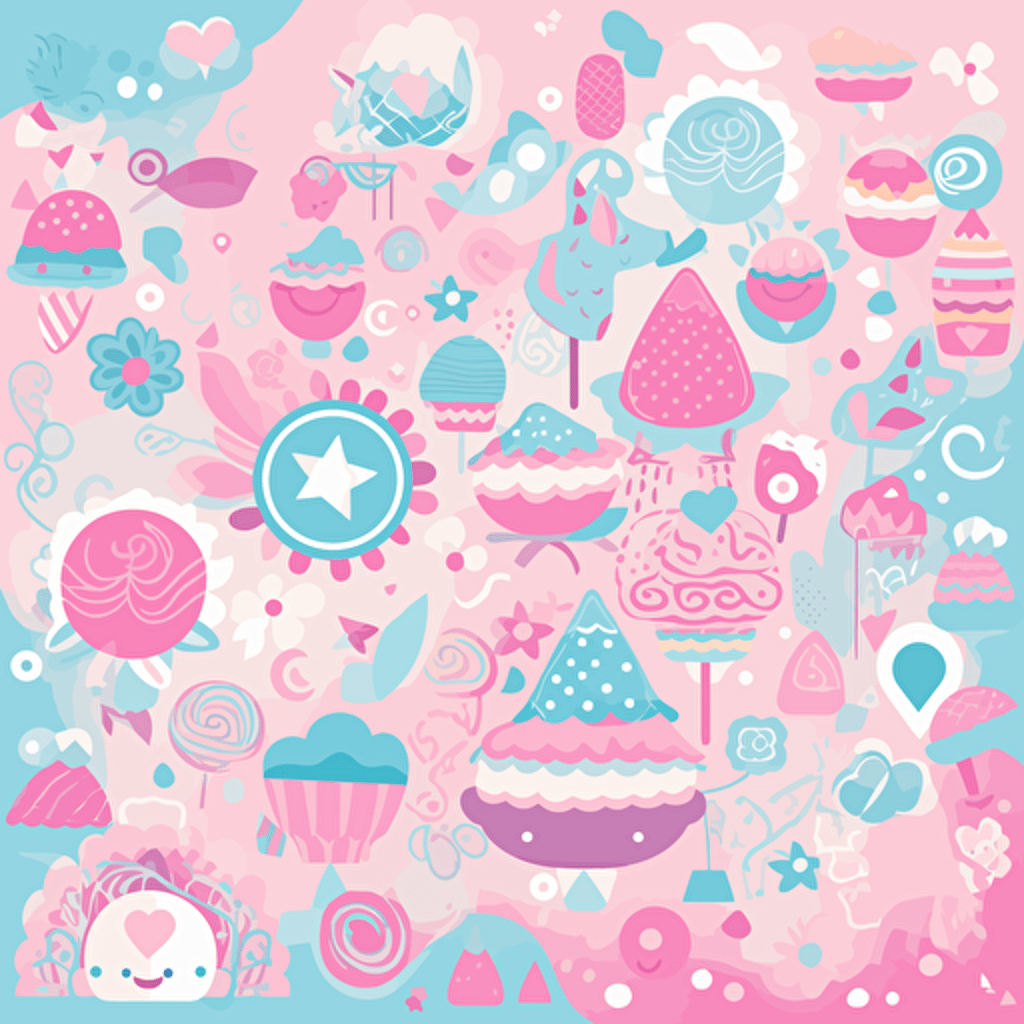 design vector texture, kawaii, pink, azure color, HD, multicolor 6144x6144