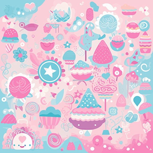 design vector texture, kawaii, pink, azure color, HD, multicolor 6144x6144