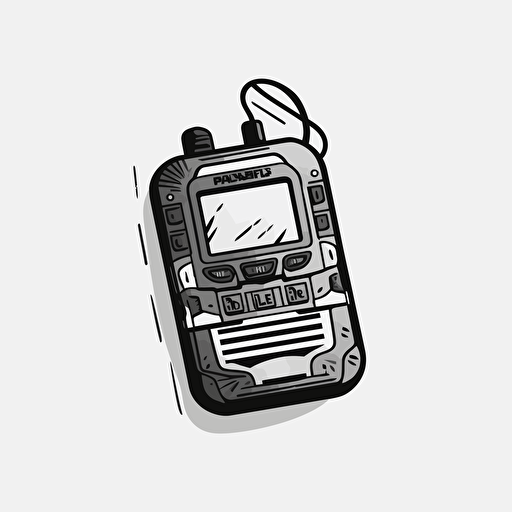 black and white, vector, logo, radio pager, 2D top down