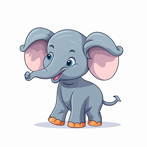 cute elephant, detailed, cartoon style, 2d clipart vector, creative and imaginative, hd, white background